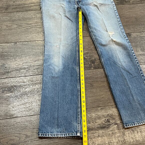 Vintage 90s Levis 517 Jeans USA Made Bootcut Distressed Light Wash Mens W34 L32 - Picture 11 of 12